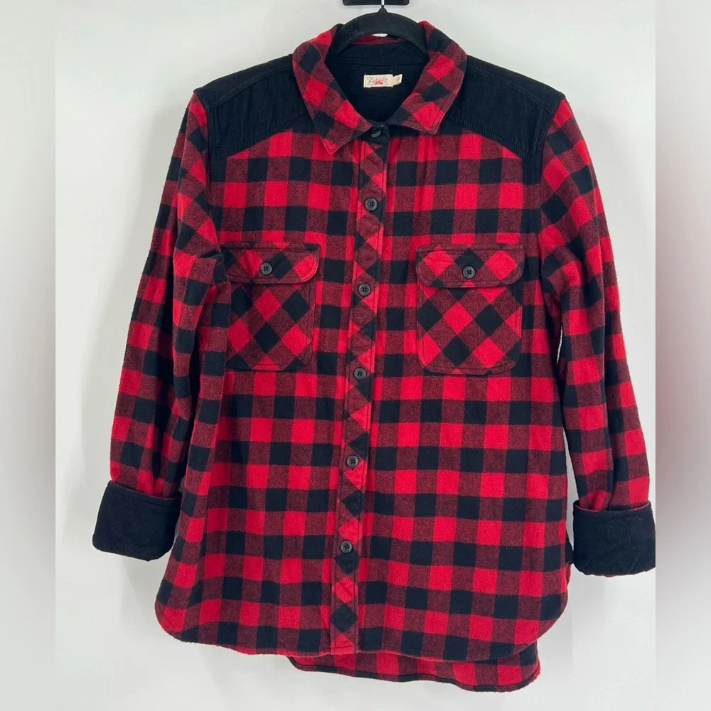 FAHERTY Women’s Daly Shirt Collins Plaid Red and Black Cotton Flannel Size Large - Picture 7 of 15
